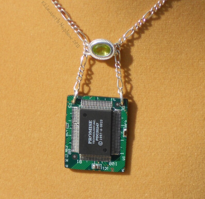 Computer Chip Necklace Promise, Sterling Silver by Elizabeth Nephew