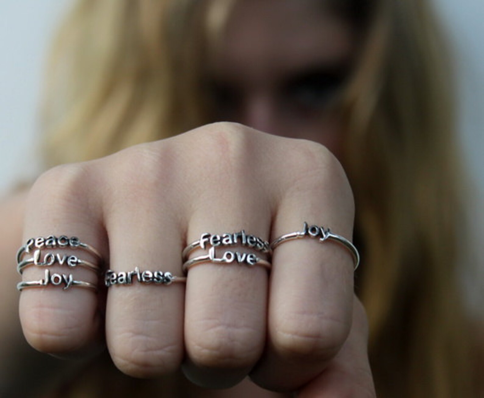 Sterling Silver Hope Ring 925 Stacking Ring With Inspiring Etsy