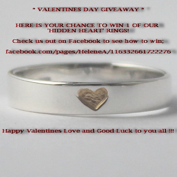 VALENTINES DAY GIVEAWAY <3 Here is your chance to win 1 of our ' Hidden Heart' Rings <3 Sterling silver gold heart w carved heart inside