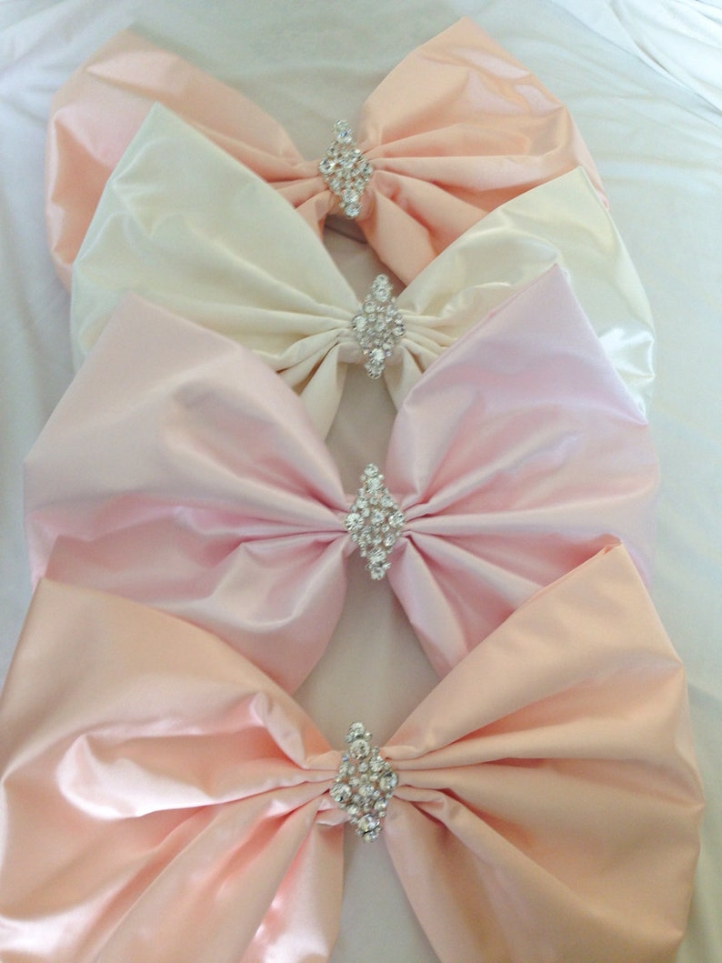 Big Bow With Crystals by Isabella Couture Pink Bow Flower Etsy