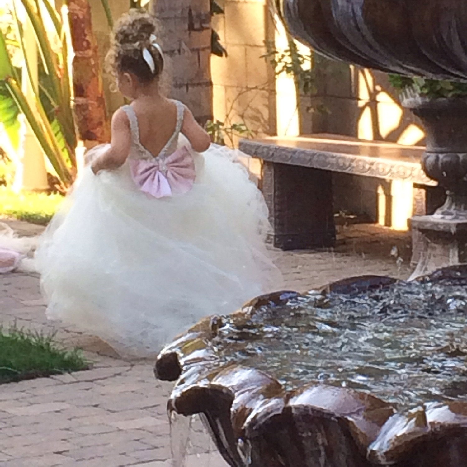 Lace Back Flower Girl Dresses