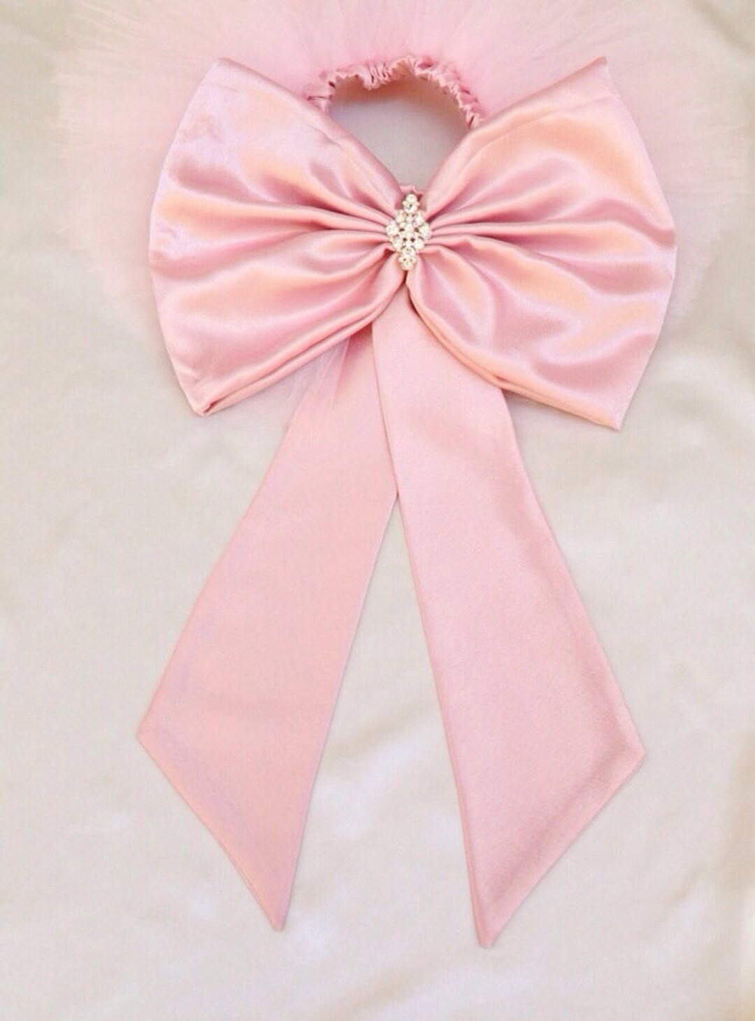 Big Bow With Crystals by Isabella Couture Pink Bow Flower - Etsy