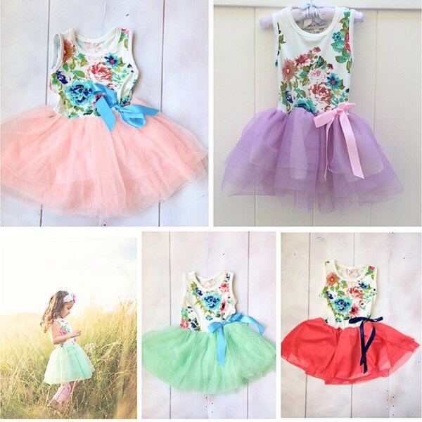Girls Tutu Dress - Floral Girls Dress - Shabby Chic Dress - Girls Easter Dress - Birthday Dress - Summer Dress