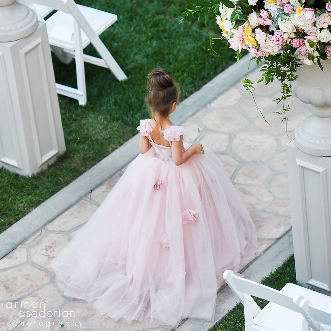 Flower Girl Dress Flower Girl Blush Pink Dress Lace Dress Bridal