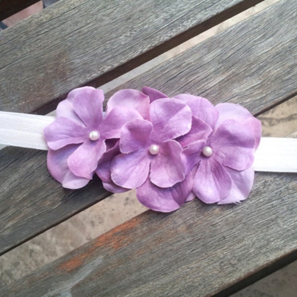 Baby Girls Hydrangea Headband With Pearls to match our Flower Girl Tutu Dress - ALL COLORS