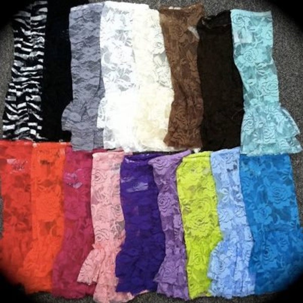 Double Ruffle Leg Warmers, Lace Leg Warmers, All Colors, All sizes