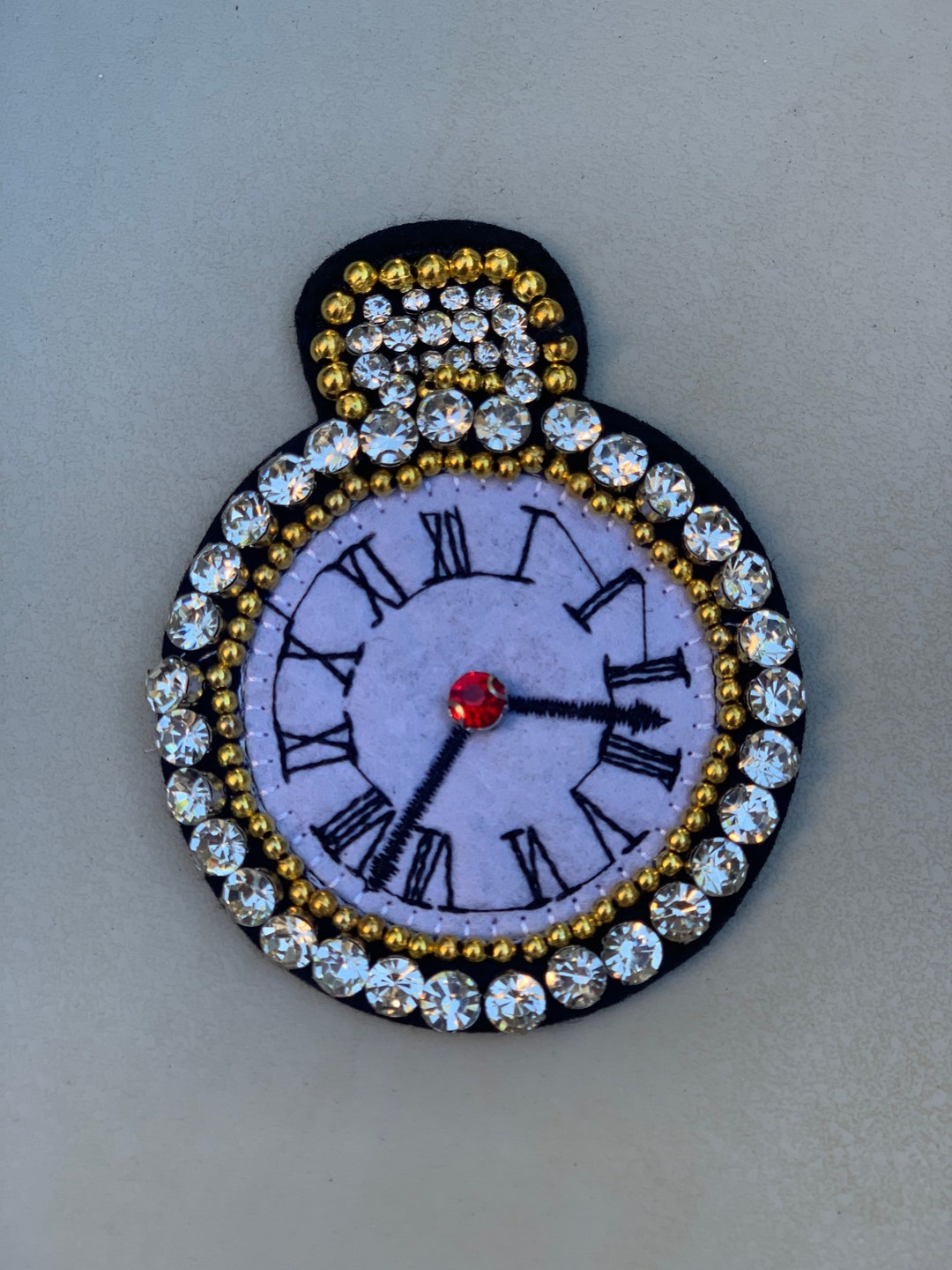 Gold Clock Crystal Patch, Pocket Embellishment, Clockwork, Patchwork ...