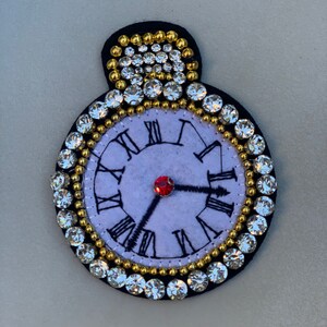 Gold Clock Crystal Patch, Pocket Embellishment, Clockwork, Patchwork, timemachine