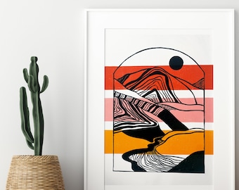 Dunes Original Linoccut Art Print