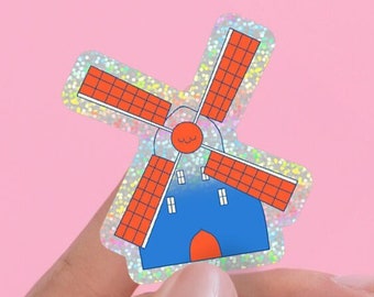 Dutch Dream Windmill Glitter Sticker | Kawaii Windmill Sticker