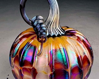 Hand blown glass Solaris Iridescent Glass Pumpkin