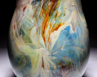 Hand blown glass Iris Nebula Aurora Flat Vessel