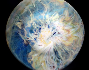 Hand blown glass Iris Gold and Blue Nebula Wall Plate