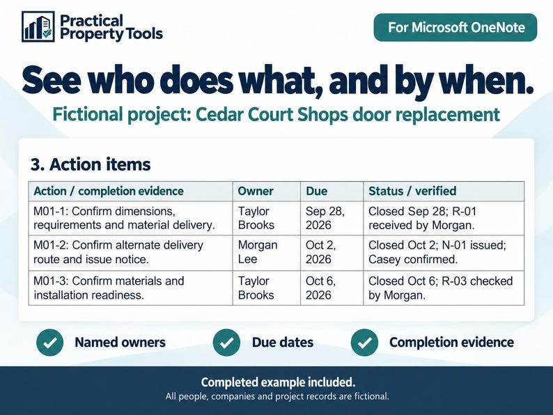 Onenote Project Management Template for Property & Facilities | Repairs ...