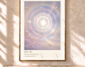 Pastel Aura Halo Wall Art - 852 Hz Inner Knowing Spiritual Print (Digital Download)