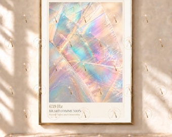 Iridescent Pastel Crystal Wall Art - 639 Hz Heart Communion Print (Digital Download)