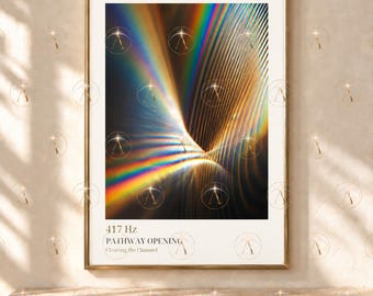 Rainbow Light Black and Gold Wall Art - 417 Hz Pathway Opening Print (Digital Download)