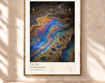Dark Iridescent Abstract Wall Art - 741 Hz Clear Channel Spiritual Print (Digital Download)