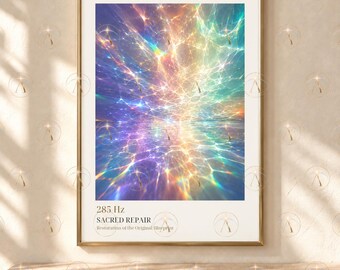Iridescent Rainbow Light Wall Art - 285 Hz Sacred Repair Spiritual Print (Digital Download)