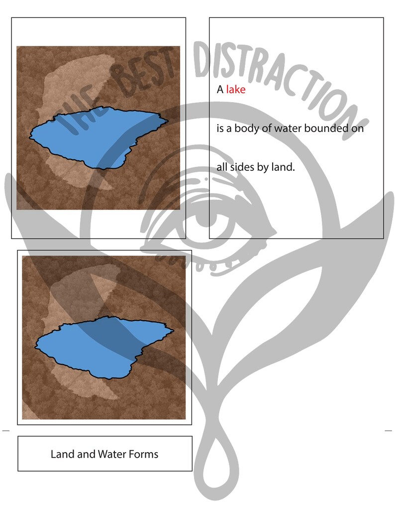 Land and Water Forms Montessori 3 Part Card Printable | Etsy