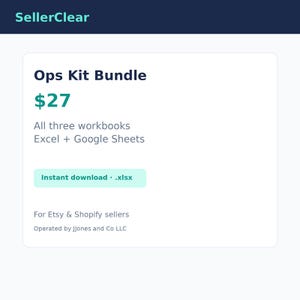 SellerClear Ops Kit Bundle | Fee Profit Tracker + Tax Set-Aside + Expense COGS Log Spreadsheets