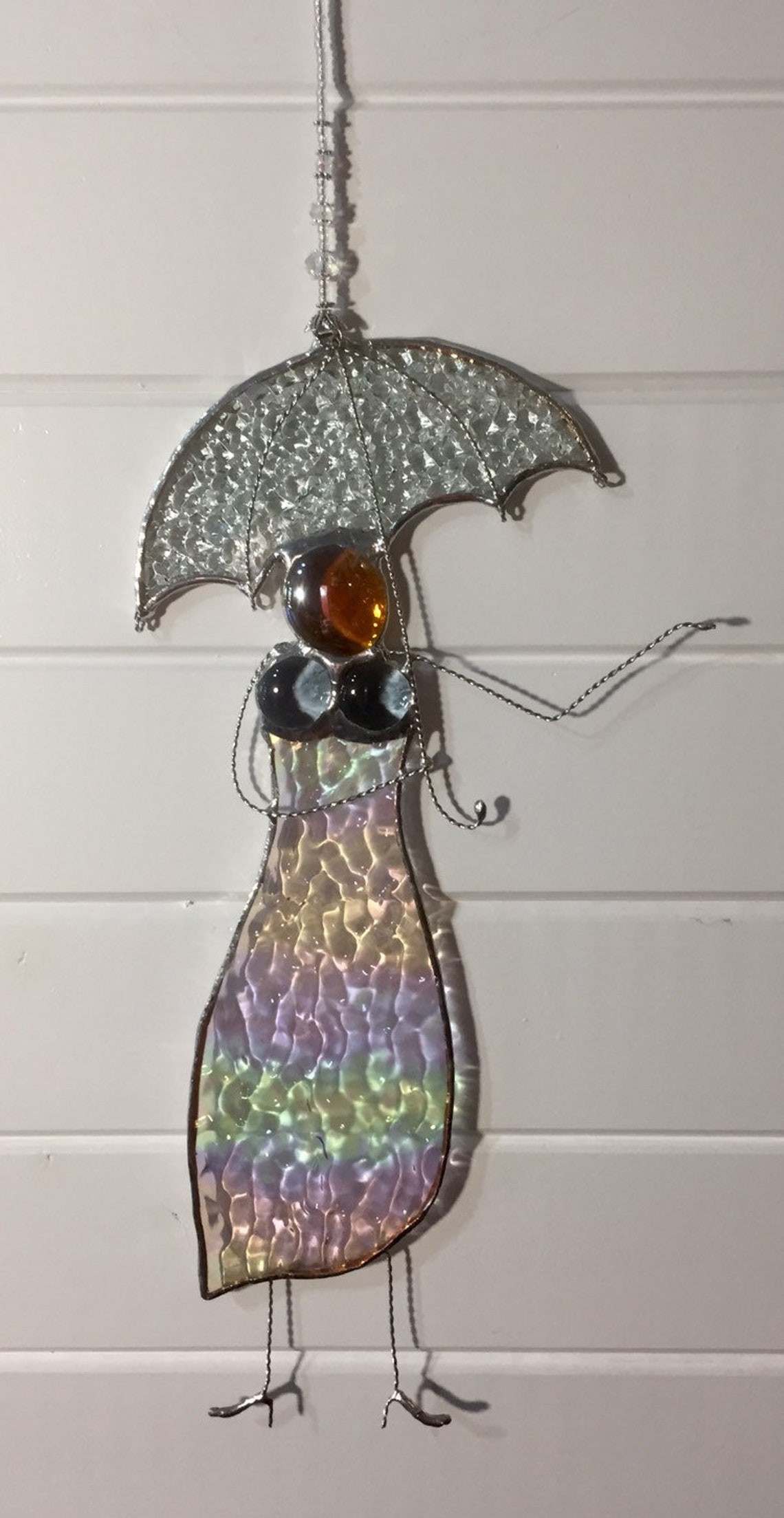 Stained glass girls or ladies with umbrellas Etsy