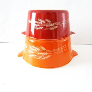 Vintage Pyrex Orange Autumn Harvest Set Of 2 Casserole Mixing Bowls
