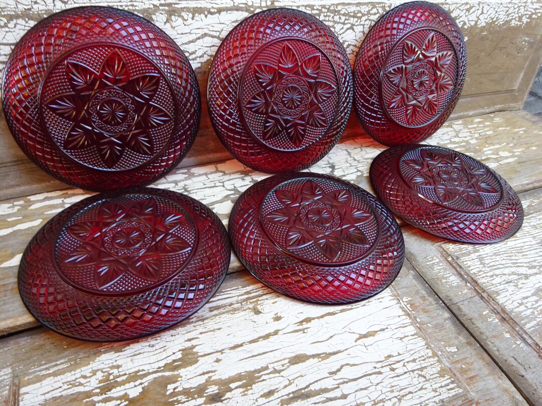 Vintage Ruby Red Cristal D’arques Dessert, Salad Plates - Etsy