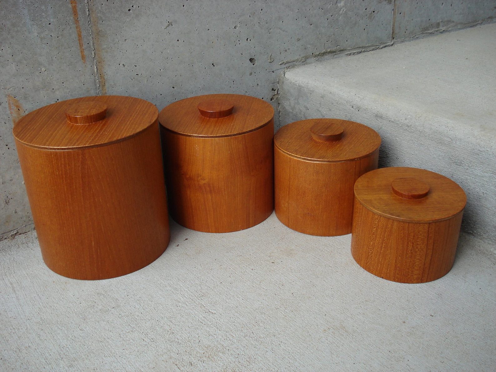 Set of 4 All Wood Kitchen Canister Set Etsy