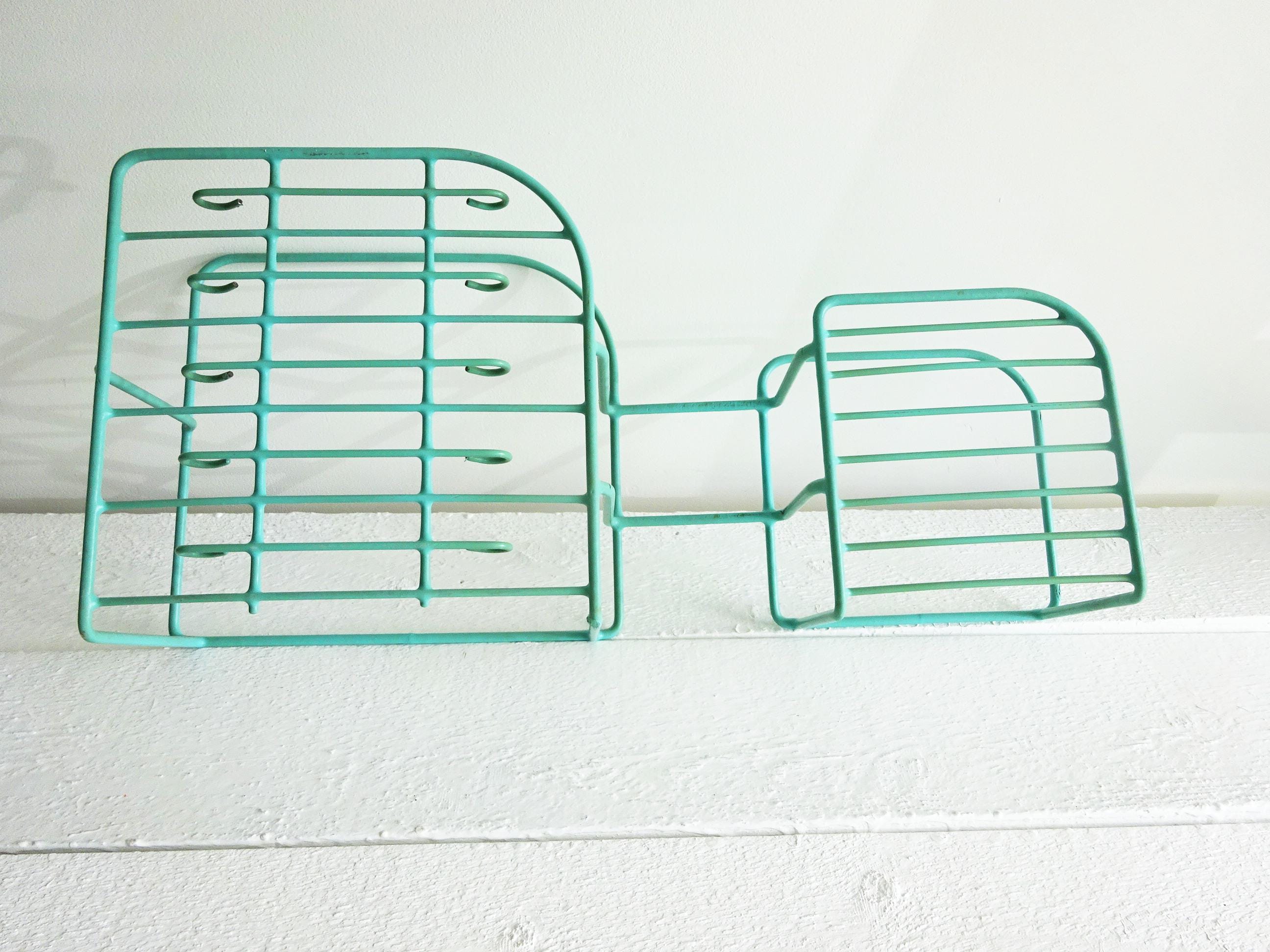 Vintage Turquoise Blue Vinyl Coated Metal Storage Dishware/dinnerware ...