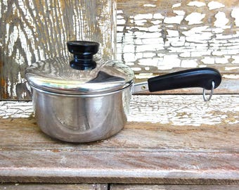 Vintage 1980s Revere Ware Aluminum Bottom Small 1 Quart Saucepan