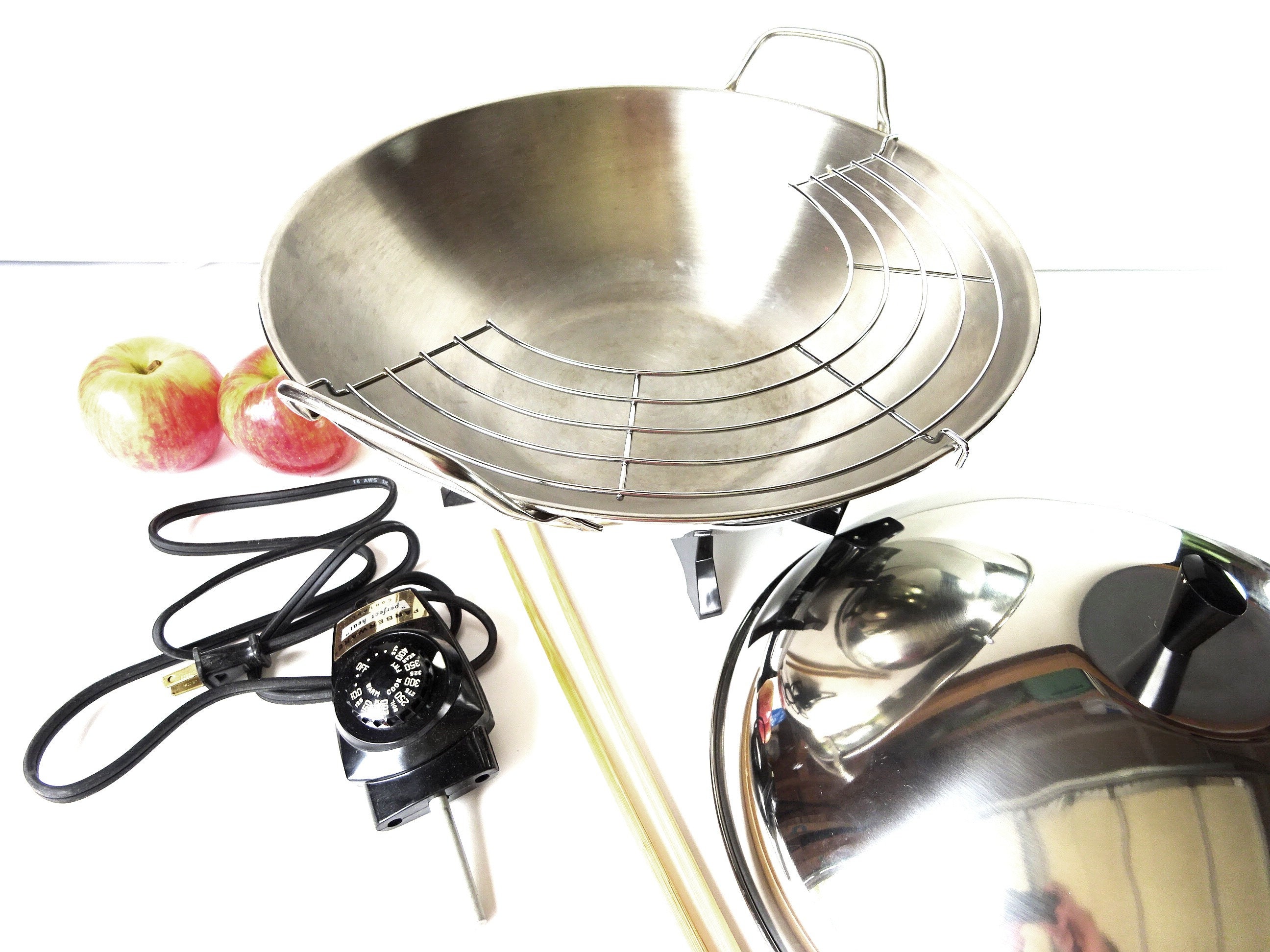 Vintage Farberware Model 303 Stainless Steel Electric Wok 