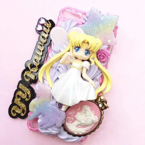 Custom Sailor moon Princess Serenity inspired decoden phone case for iPhone 4/4s, 5, 6 6 Samsung S5 S6 and more