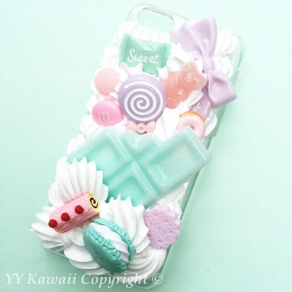 Sweets, cake and coffee inspired Decoden phone case for IPhone 4S, iPhone 5 5s 5c 6 6 plus or Samsung Galaxy s3 s4 s5 and more