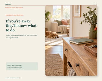 Make Home Handover Easy | Personalized Household & Pet Handoff Pack | Done for You