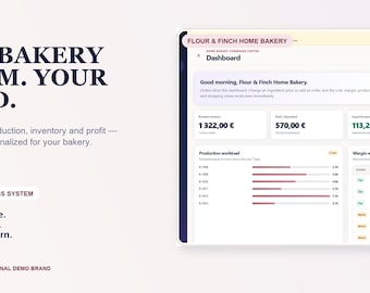 Home Bakery Business System – Branded Edition | Custom Logo & Colors, Order Tracker, Recipe Costing, Inventory