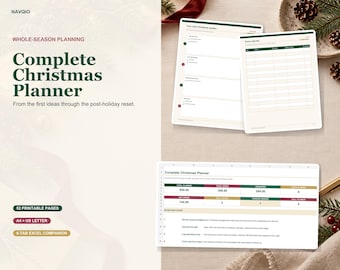Christmas Planner Printable | 52-Page Holiday Planner, Christmas Budget, Gift Tracker & Excel Spreadsheet