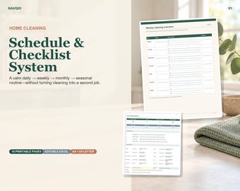 Cleaning Schedule Printable | Home Cleaning Checklist, Daily Weekly Monthly Planner & Editable Excel Tracker