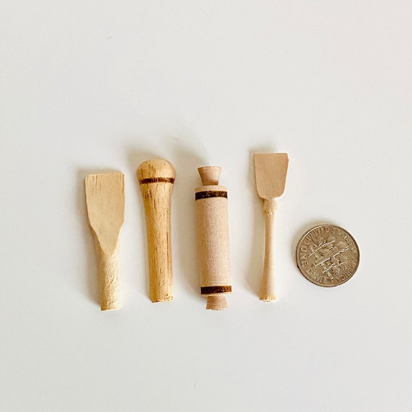 Miniature Dollhouse Wooden Cooking Utensils