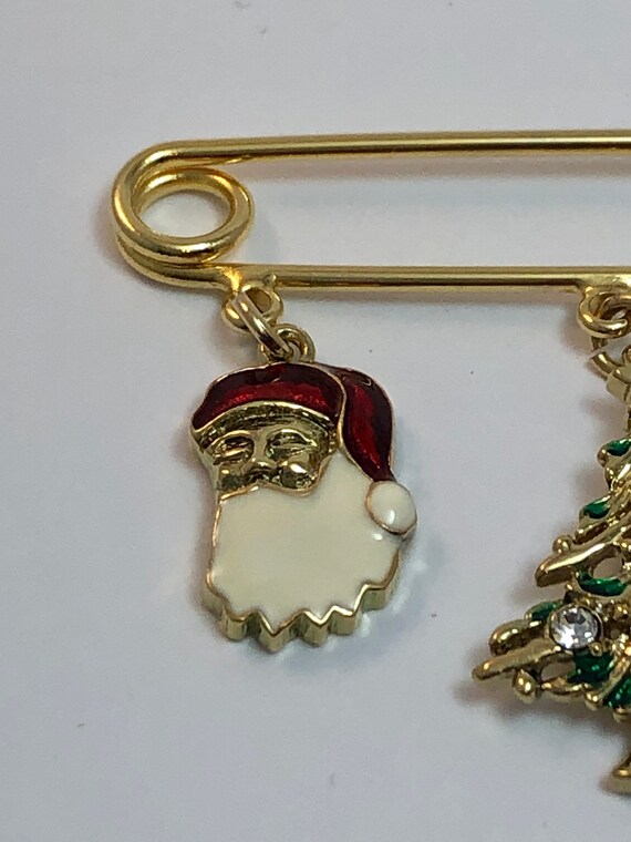 Avon Holiday Charm Pin Gold Tone Tree Santa Gift … - image 8