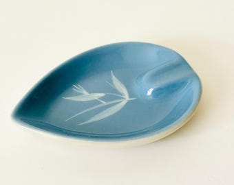 Vintage MCM WINFIELD Ashtray, Blue Leaf Single Rest Ashtray Dish - Ceramic - USA - Replacement Piece, Home Decor