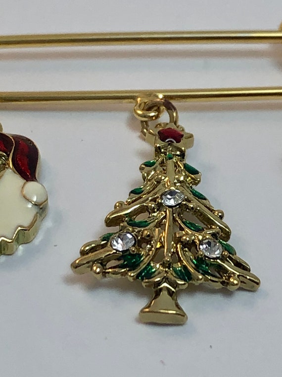 Avon Holiday Charm Pin Gold Tone Tree Santa Gift … - image 5