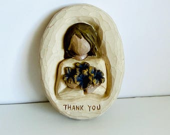 Willow Tree Thank You Figurine by Susan Lordi, Demdaco Angel Figure, Appreciation Gift, Gratitude Shelf Decor