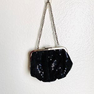 Mini sac à main noir à paillettes Marché noir de la Maison Blanche, petit sac à main cocktail, sac à main noir du soir
