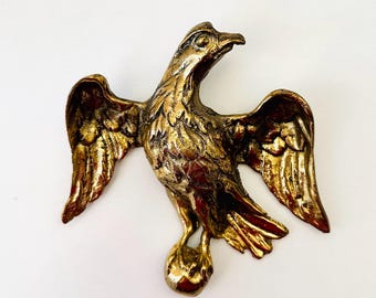Vintage Solid Cast Brass Eagle Wall Decor, Patriotic Bald Eagle Made In England