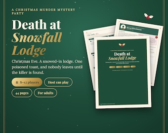 Christmas Murder Mystery Party Game for Adults: 8-12 Players, Host Can Play, Printable Dinner Party Game with Clues & Invitations