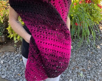 On The Diagonal Scarf in Hot Pink and Black