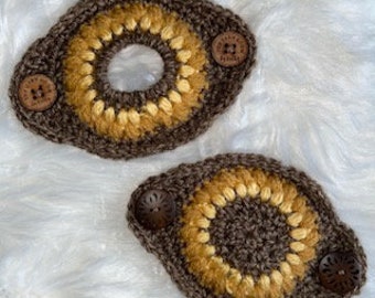 Patrón de ganchillo para protectores de orejas de girasol