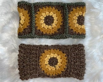 Sunflower Ear Warmers Crochet Patterns