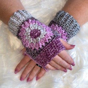 Sunflower Fingerless Gloves Crochet Pattern image 5